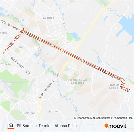 Rota da linha 150 t afonso pena pit borda do campo horários, paradas e mapas Pit Borda →
