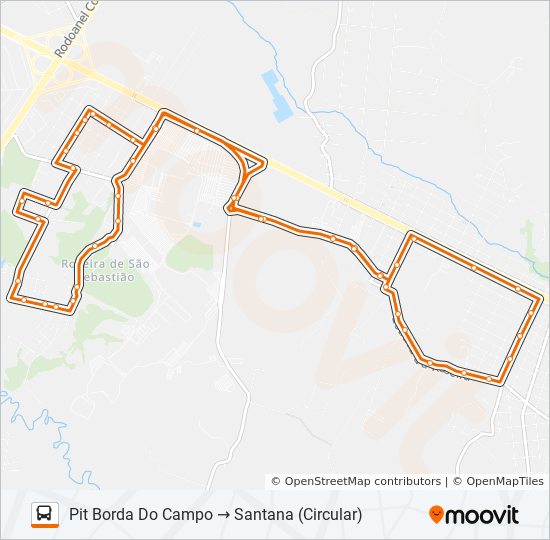 Línea 153 pit borda do campo santana horarios, paradas y mapas Pit Borda Do Campo → Santana