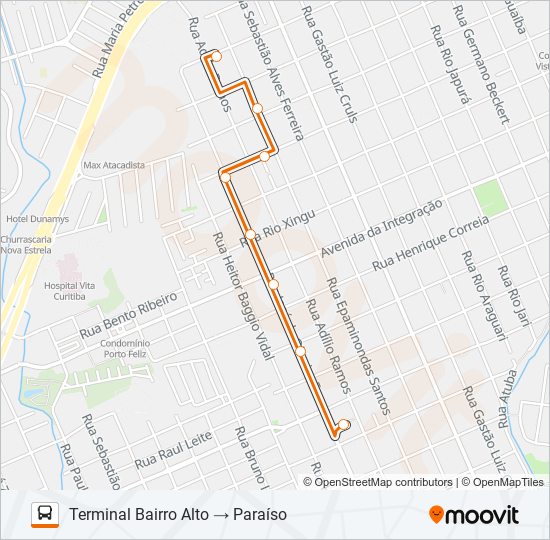 343 paraíso Route: Schedules, Stops & Maps - Terminal Bairro Alto → ...