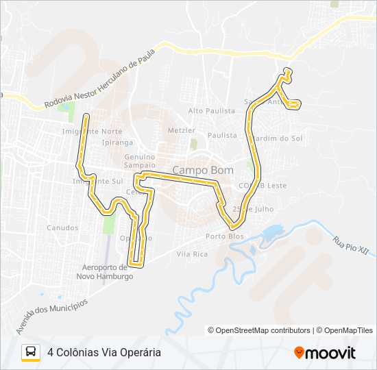 Mapa da linha L7 IMIGRANTE / 4 COLÔNIAS de ônibus