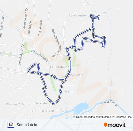 Mapa da linha L1 SANTA LÚCIA de ônibus