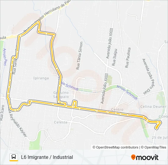 L6 IMIGRANTE / INDUSTRIAL Bus Line Map