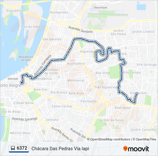 Mapa da linha 6372 de ônibus