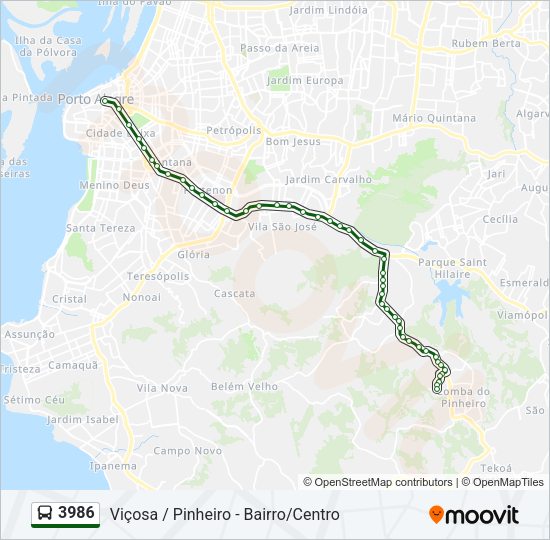 Mapa da linha 3986 de ônibus