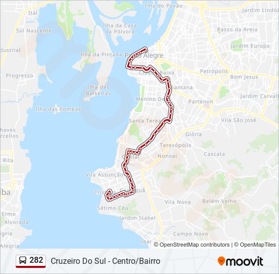 Mapa de 282 de autobús