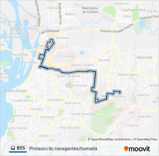 B55 Bus Line Map