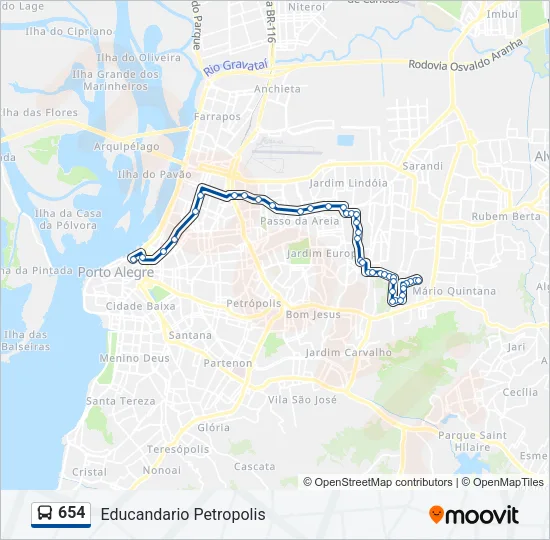 654 Bus Line Map