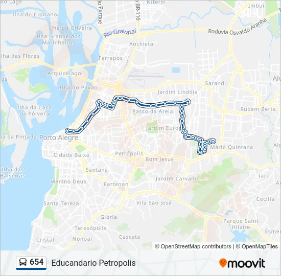 654 Bus Line Map