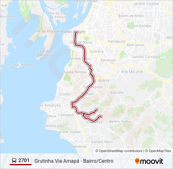 Mapa da linha 2701 de ônibus