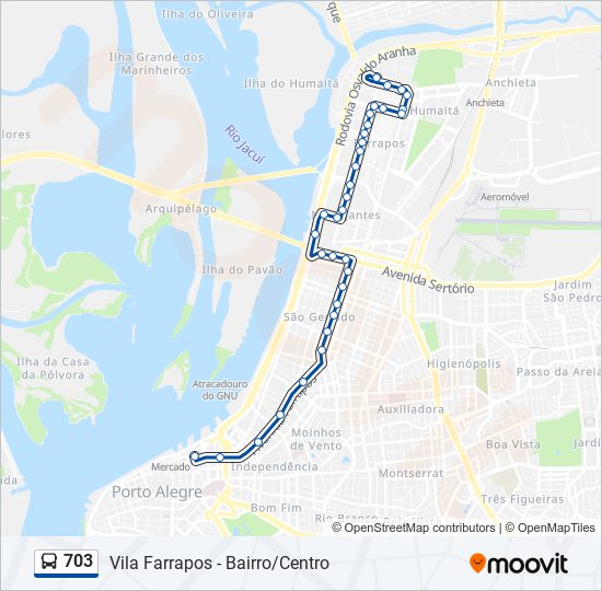 Mapa da linha 703 de ônibus