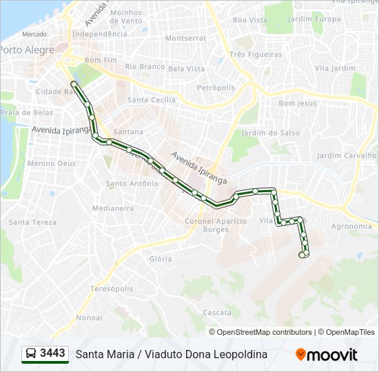 Mapa da linha 3443 de ônibus