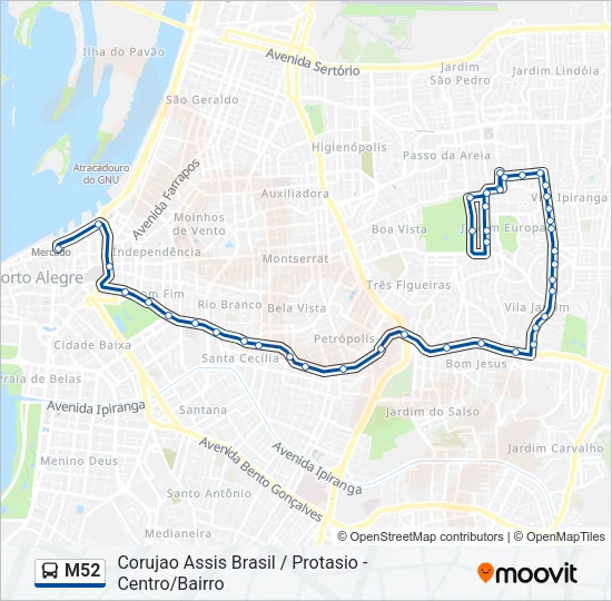 M52 Bus Line Map