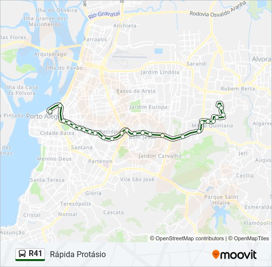Mapa da linha R41 de ônibus