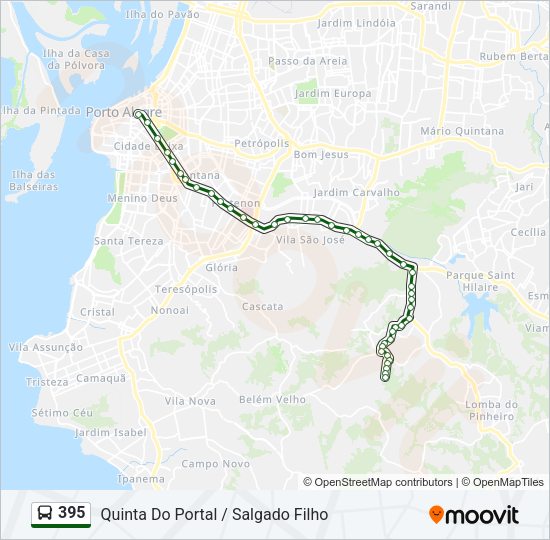 Mapa da linha 395 de ônibus