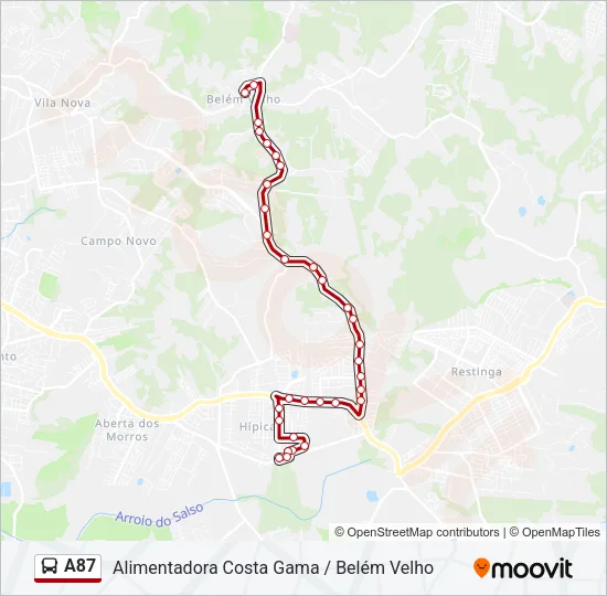 A87 Bus Line Map