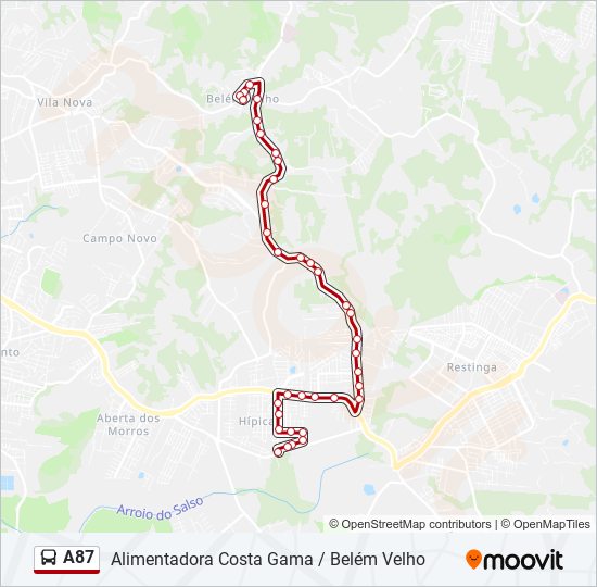 Mapa de A87 de autobús