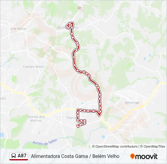 A87 Bus Line Map