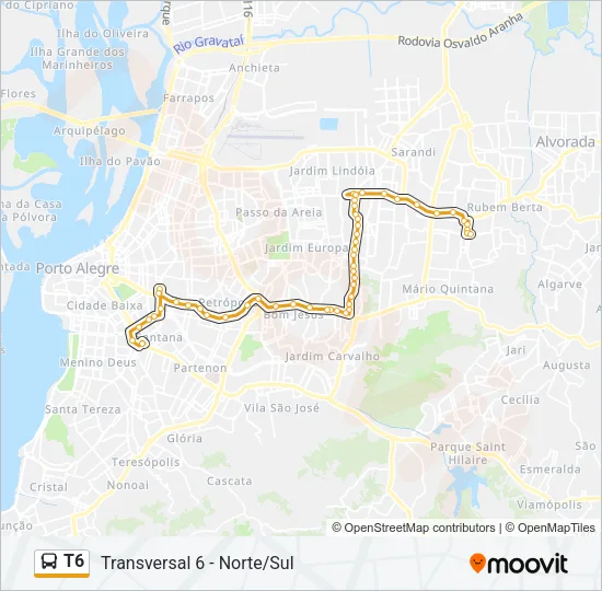 T6 Bus Line Map