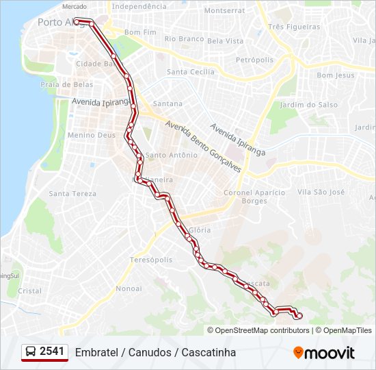 Mapa da linha 2541 de ônibus