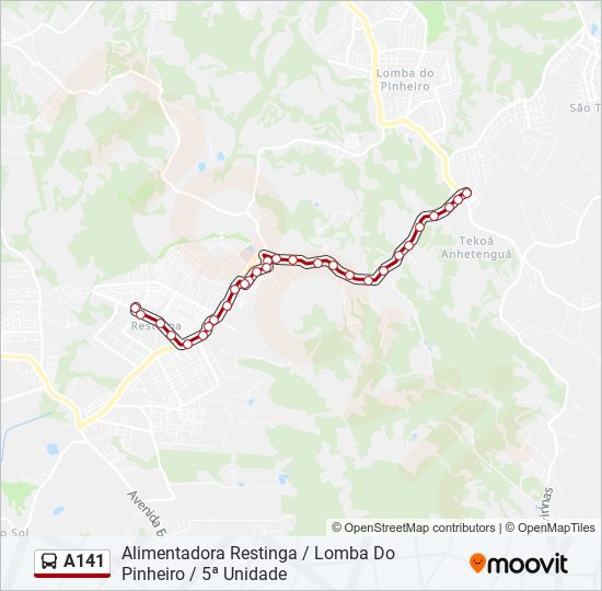 Mapa de A141 de autobús