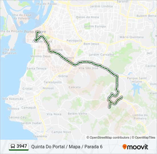 Mapa da linha 3947 de ônibus