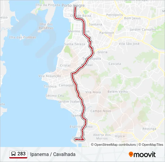 283 Bus Line Map
