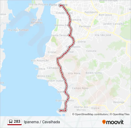 283 Bus Line Map