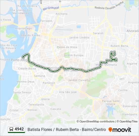 Mapa da linha 4942 de ônibus