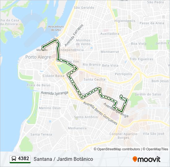 Mapa da linha 4382 de ônibus