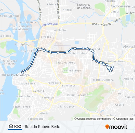 Mapa de R62 de autobús