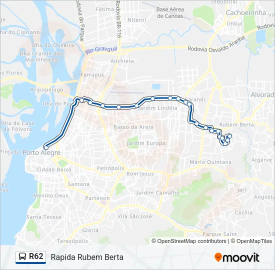 R62 Bus Line Map