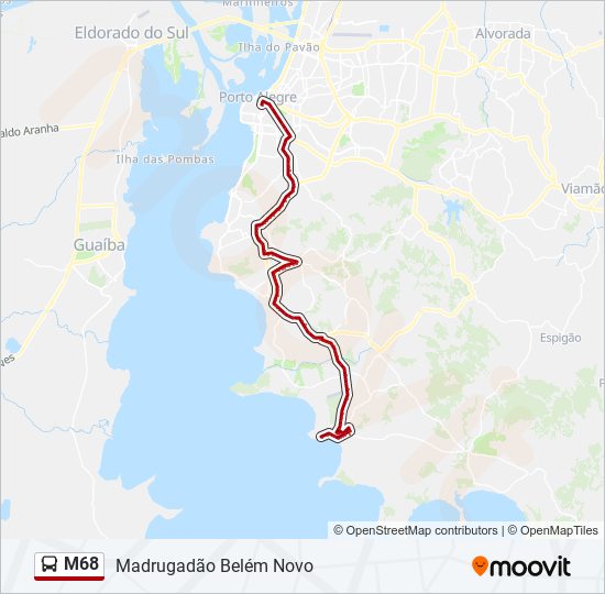 Mapa de M68 de autobús