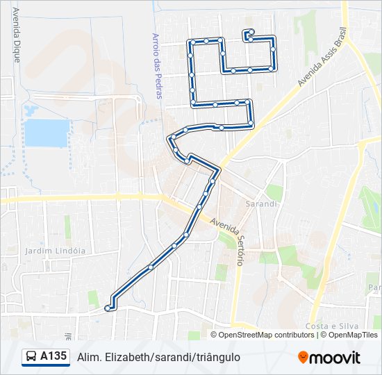 A135 bus Line Map