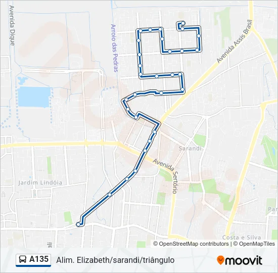 A135 Bus Line Map