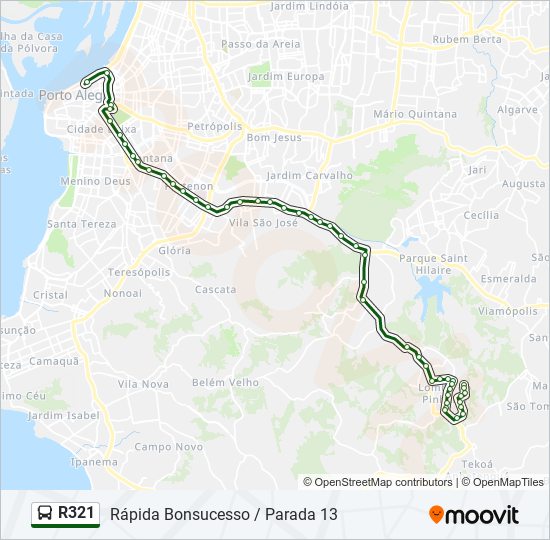 Mapa da linha R321 de ônibus