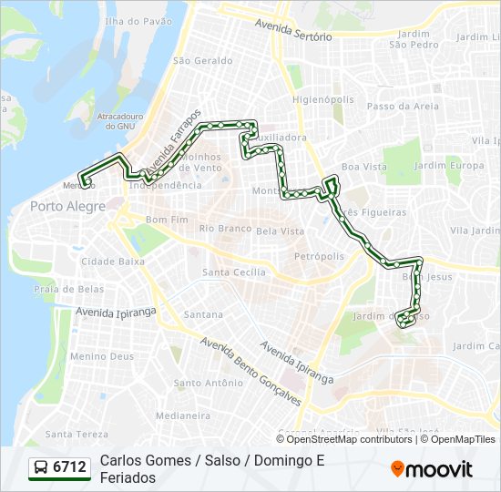 Mapa da linha 6712 de ônibus