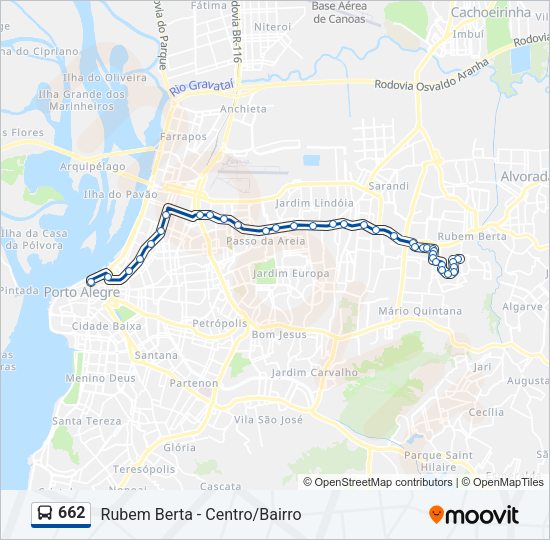 Mapa da linha 662 de ônibus