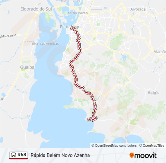 Mapa de R68 de autobús