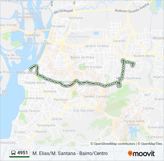 Mapa da linha 4951 de ônibus