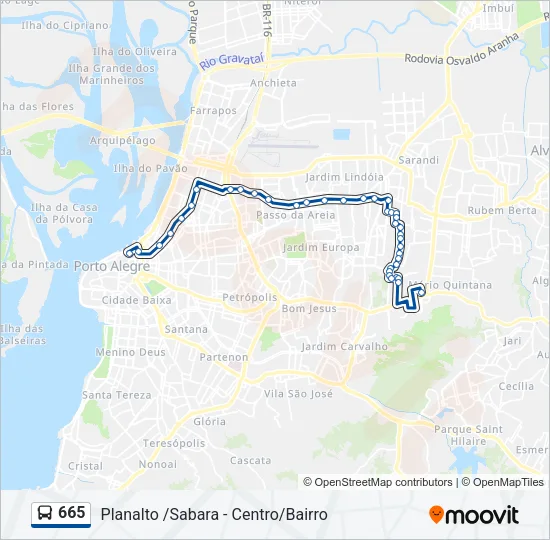 665 Bus Line Map