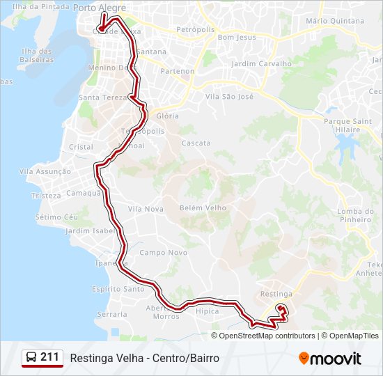 Mapa da linha 211 de ônibus