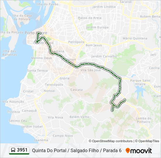 Mapa da linha 3951 de ônibus