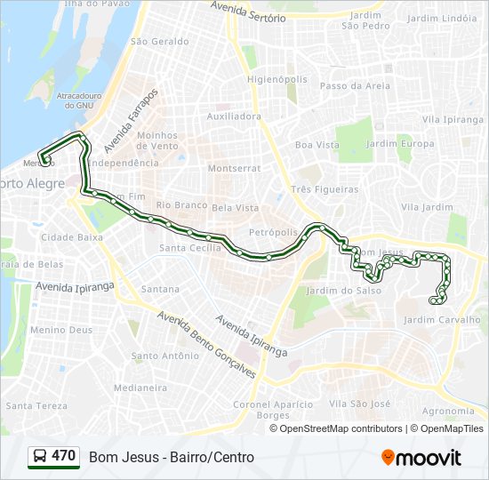 Mapa da linha 470 de ônibus