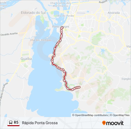Mapa da linha R5 de ônibus