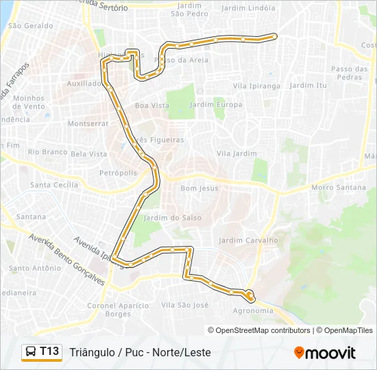 T13 Bus Line Map