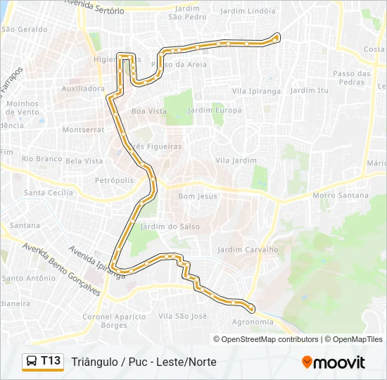T13 Bus Line Map