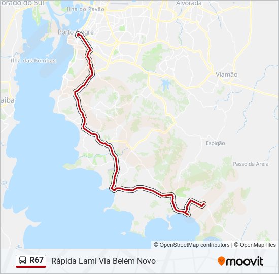 Rota da linha r67: horários, paradas e mapas - Rápida Lami Via Belém Novo -  Bairro/Centro (Atualizado)