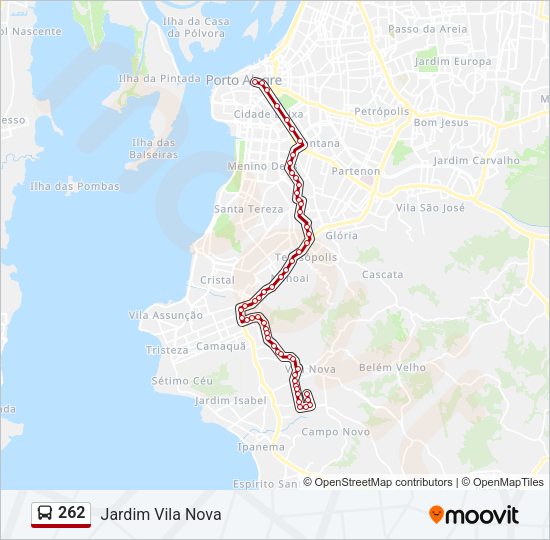 Mapa da linha 262 de ônibus
