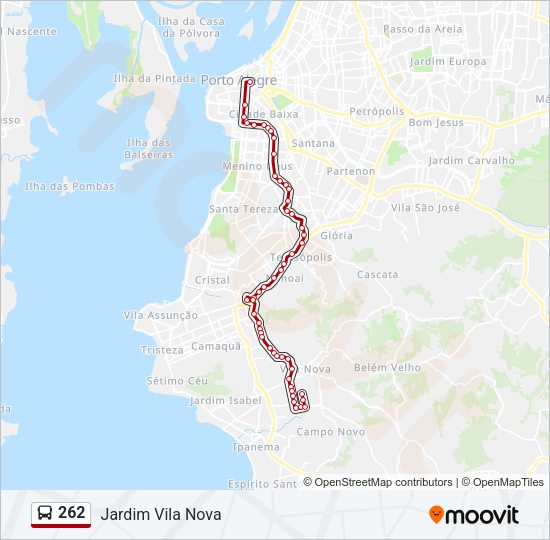 Mapa da linha 262 de ônibus
