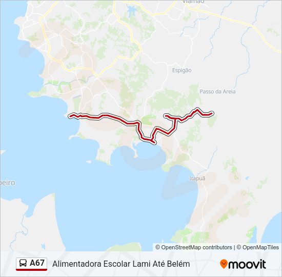 A67 Bus Line Map